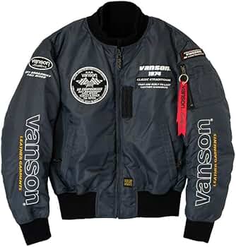 Amazon.co.jp: [バンソン] MA-1ジャケット グレー/ホワイト 3XL